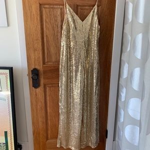 Metallic Wide-Leg Cami Jumpsuit
